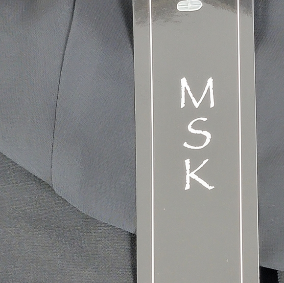 MSK NEW Women's L Black Sheer Spit Long Sleeve Cocktail Party Evening Midi Dress - Picture 12 of 12